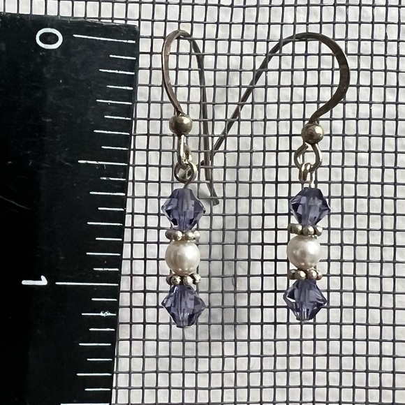 Darling Swarovski Purple Crystal & Pearl Sterling Silver Earrings - Picture 4 of 5